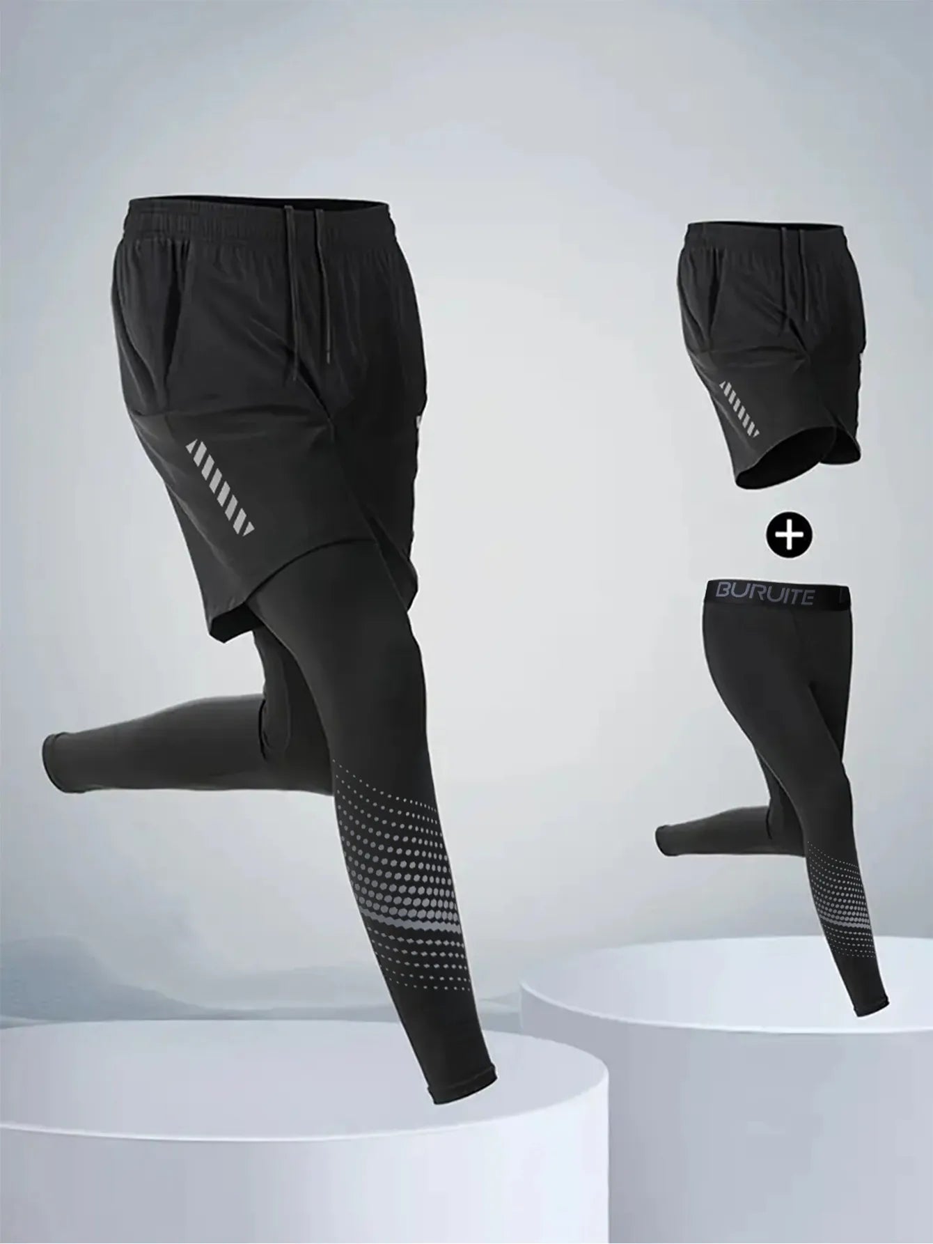 Men's Quick-Dry Compression Sports Set: Cycling and Running Shorts