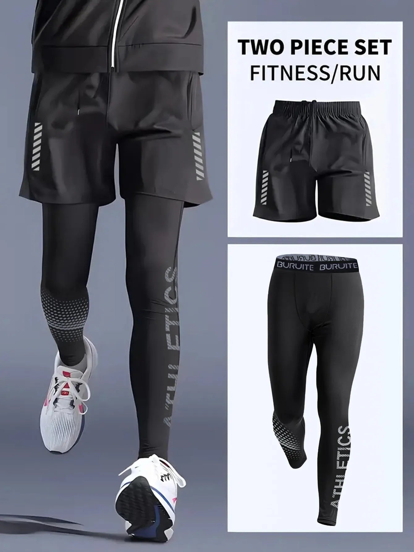 Men's Quick-Dry Compression Sports Set: Cycling and Running Shorts
